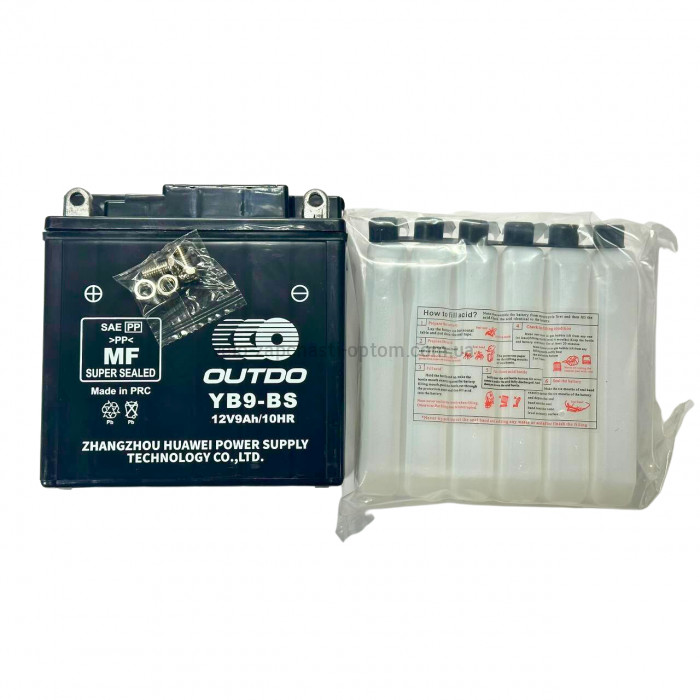 Акумулятор YT9A-BS 12V9Ah/10HR високий кислотний Outdo
