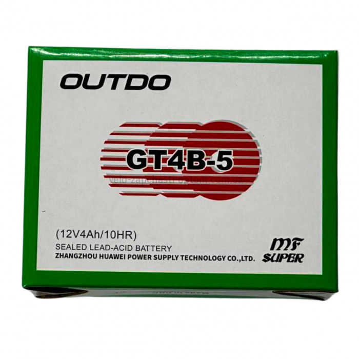 Акумулятор GT4B-5 12V2.3Ah/10HR гелевий таблетка вузька 10.01.2024 Outdo