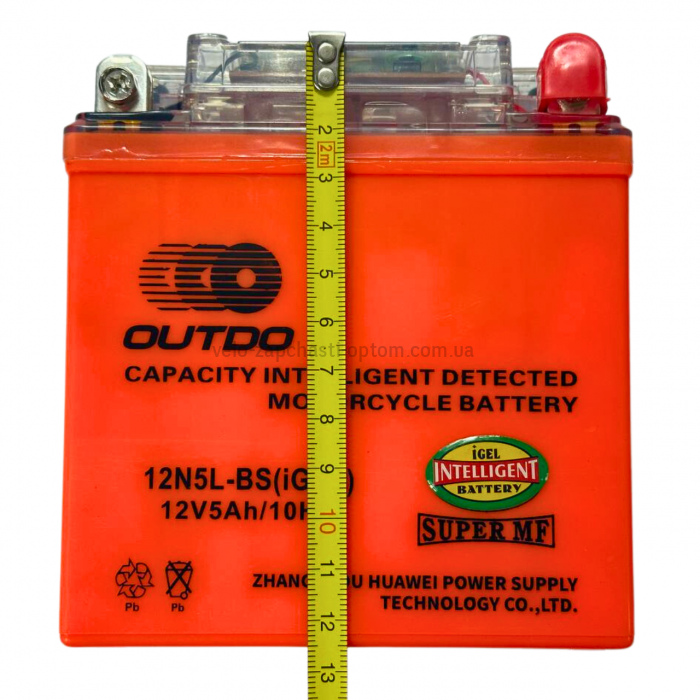 Акумулятор 12N5L-BS GEL 12V5Ah/10HR високий гелевий Outdo